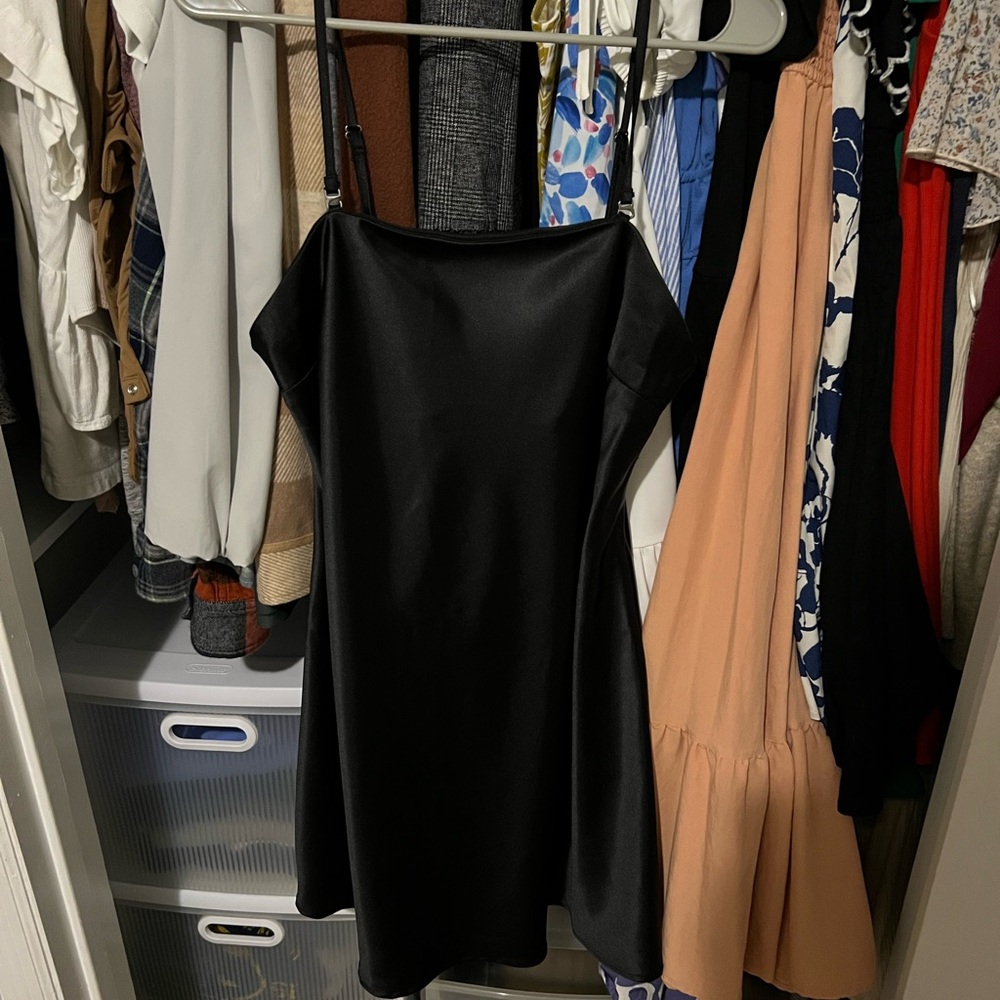 Elegant Black Satin Dress